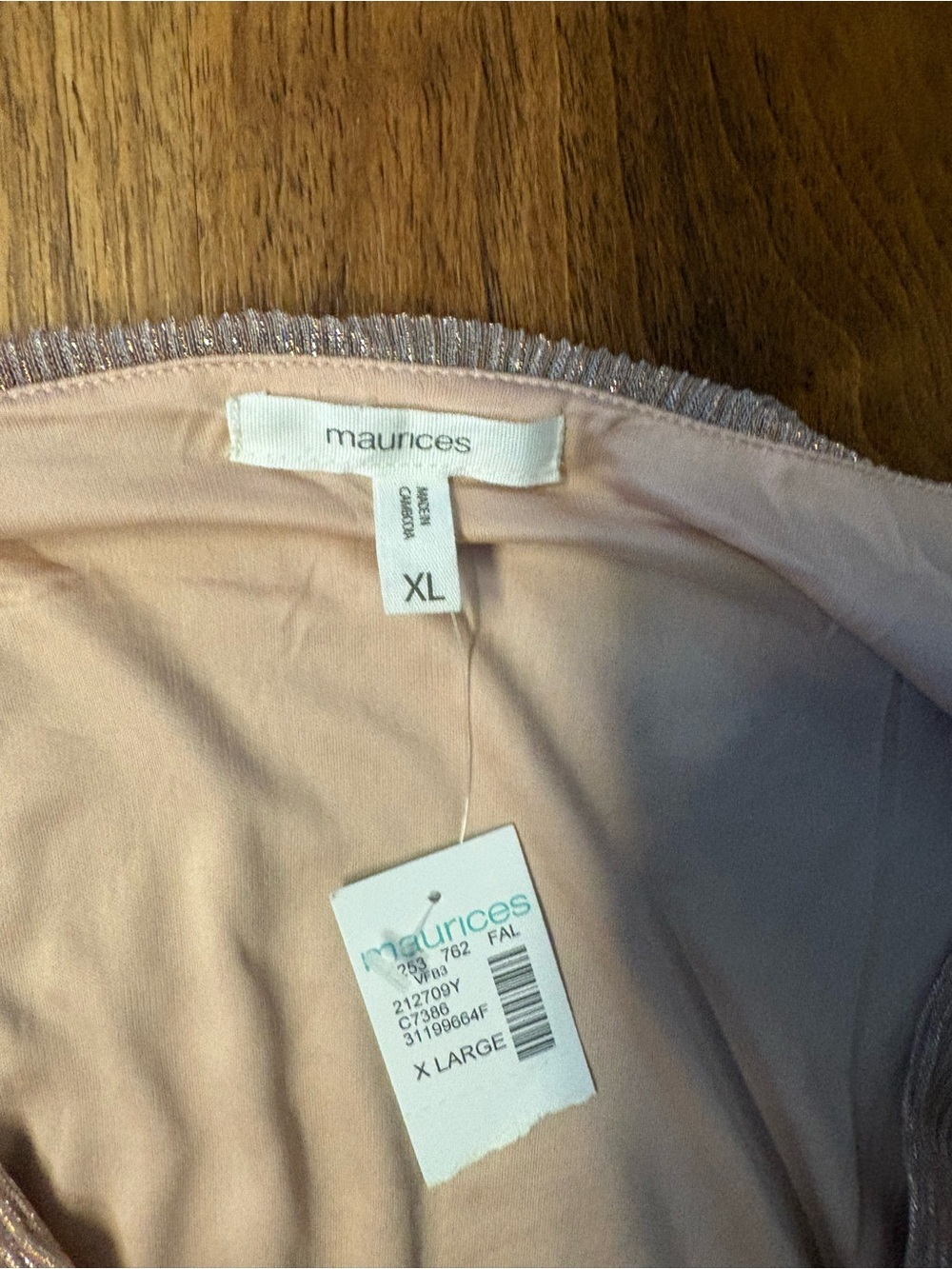 Maurices Rose Gold Metallic Twist-Front Long Sleeve Top - Picture 2 of 4